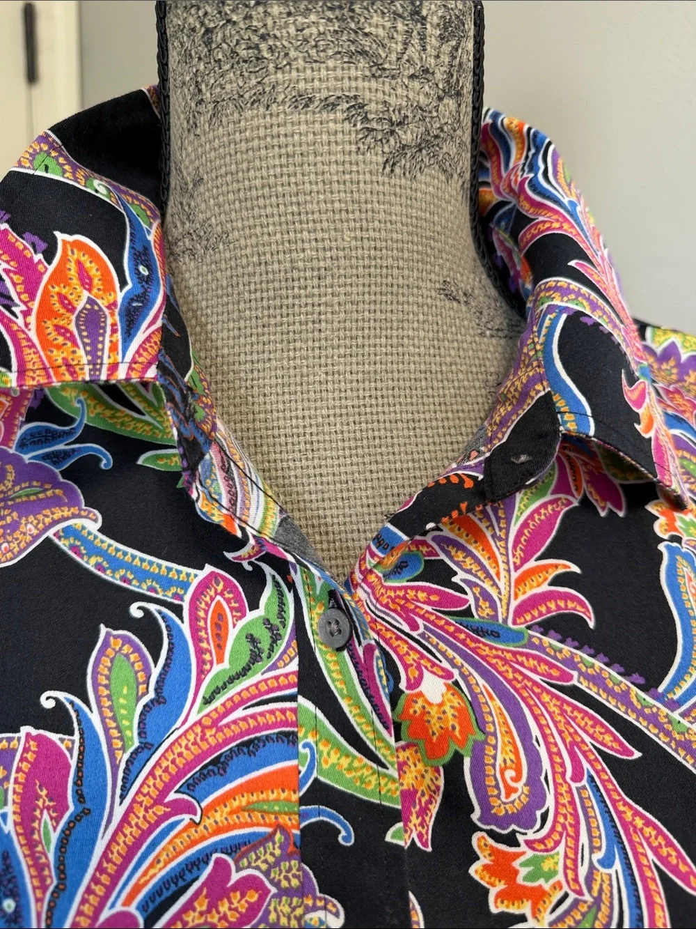 Lauren Ralph Lauren Black Multicolor Paisley LS Cotton NonIron ButtonDown Sz XL - Picture 3 of 7